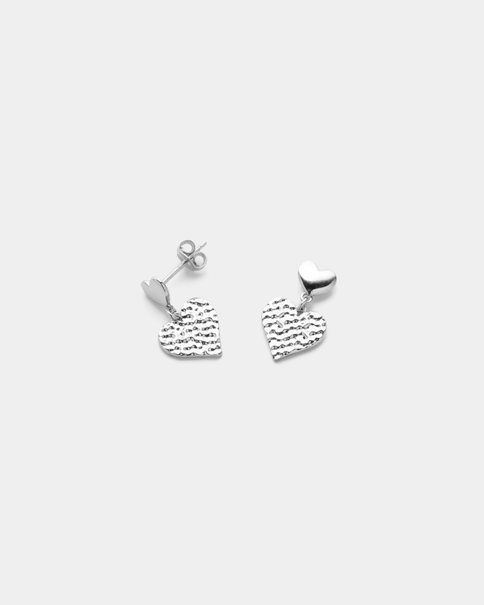 Vogue earrings two heart motifs in Silver 925