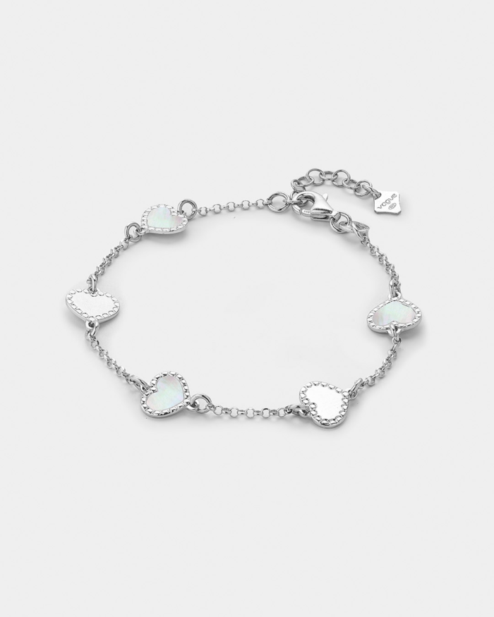 Vogue bracelet with hearts in white mother of pearl in Silver 925