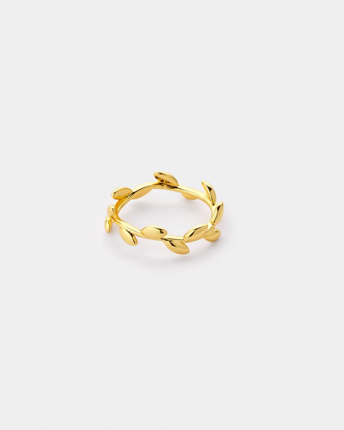 Vogue ring olive leaf design in gold-plated Silver 925