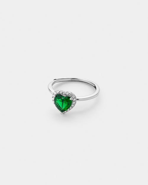 Vogue ring green heart-shaped zircon in Silver 925