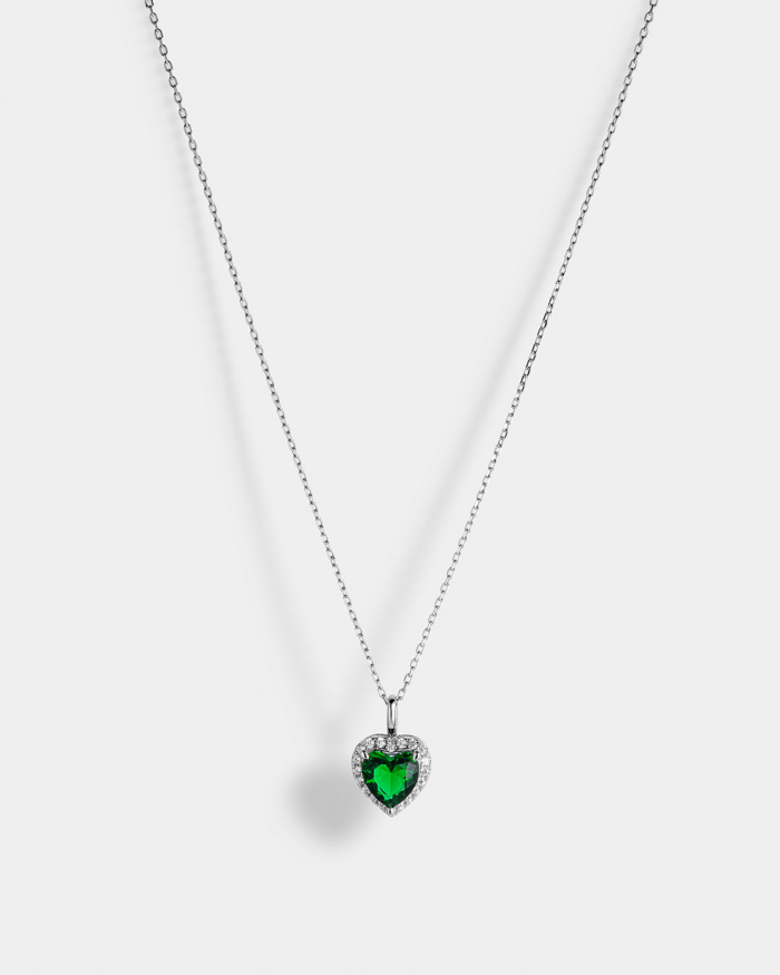 Vogue necklace green heart-shaped zircon in Silver 925