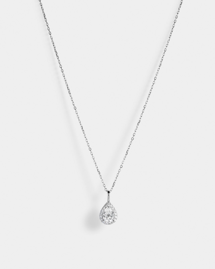 Vogue necklace with drop white zircon in Silver 925