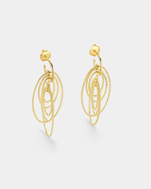 Vogue dangle earrings with interlinked fine hoops in gold-plated Silver 925