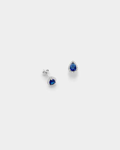 Vogue stud earrings with drop blue zircon in Silver 925