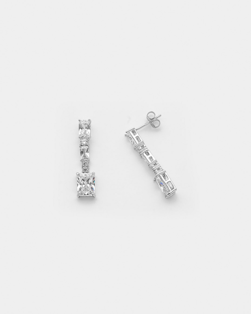 Vogue drop earrings graduated zircons in Silver 925