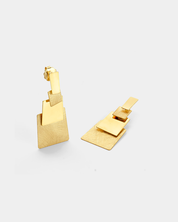 Vogue earrings in matte brushed and shiny finishing in gold-plated Silver 925