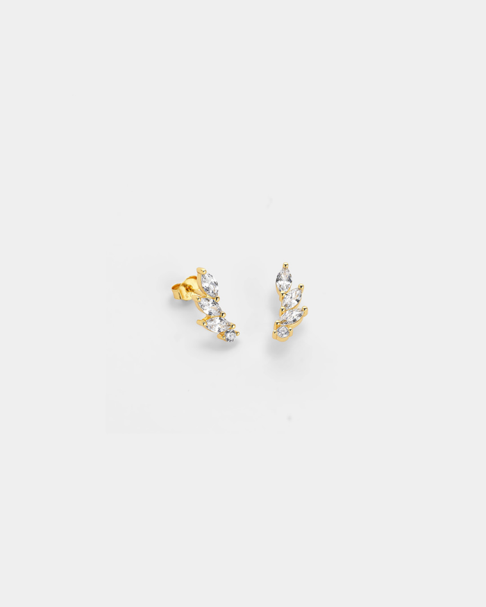 Vogue earrings with four almond- shaped zircons in gold-plated  Silver 925