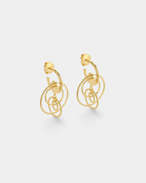 Vogue dangle earrings with fine hoops in gold-plated Silver 925