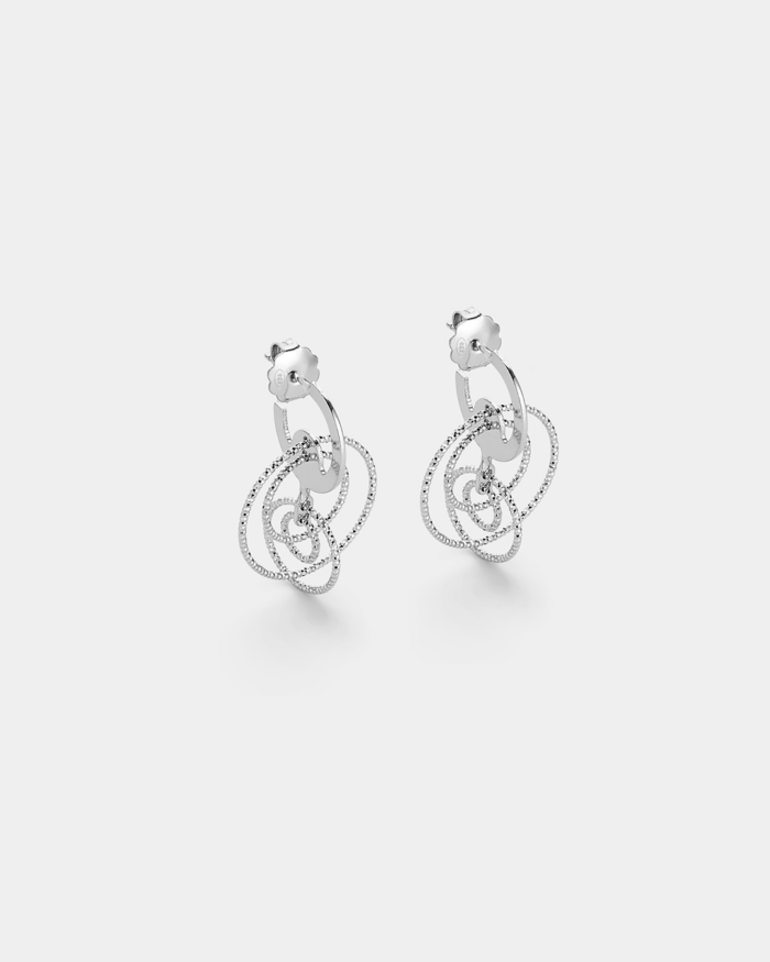 Vogue dangle earrings with fine hoops in Silver 925