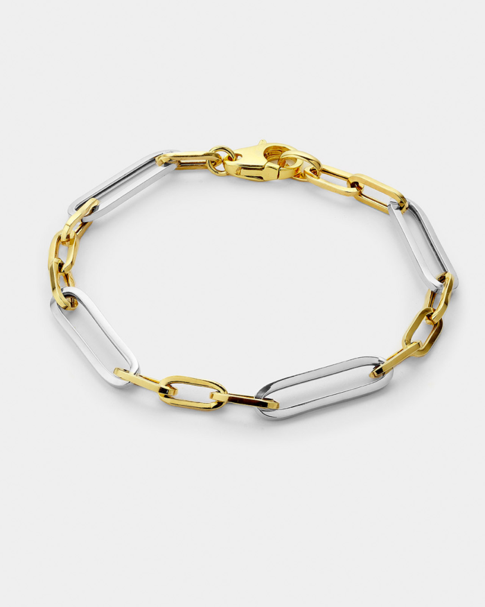 Vogue link chain bracelet two tones in gold-plated Silver 925