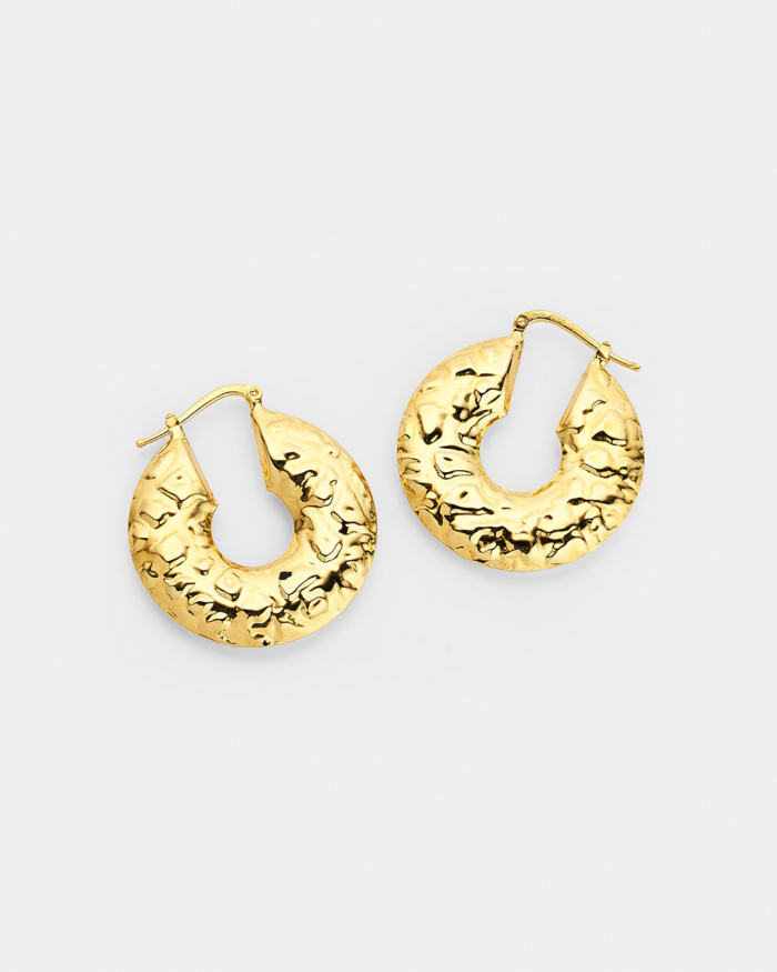 Vogue hoop earrings in forged finishing in gold-plated Siver 925