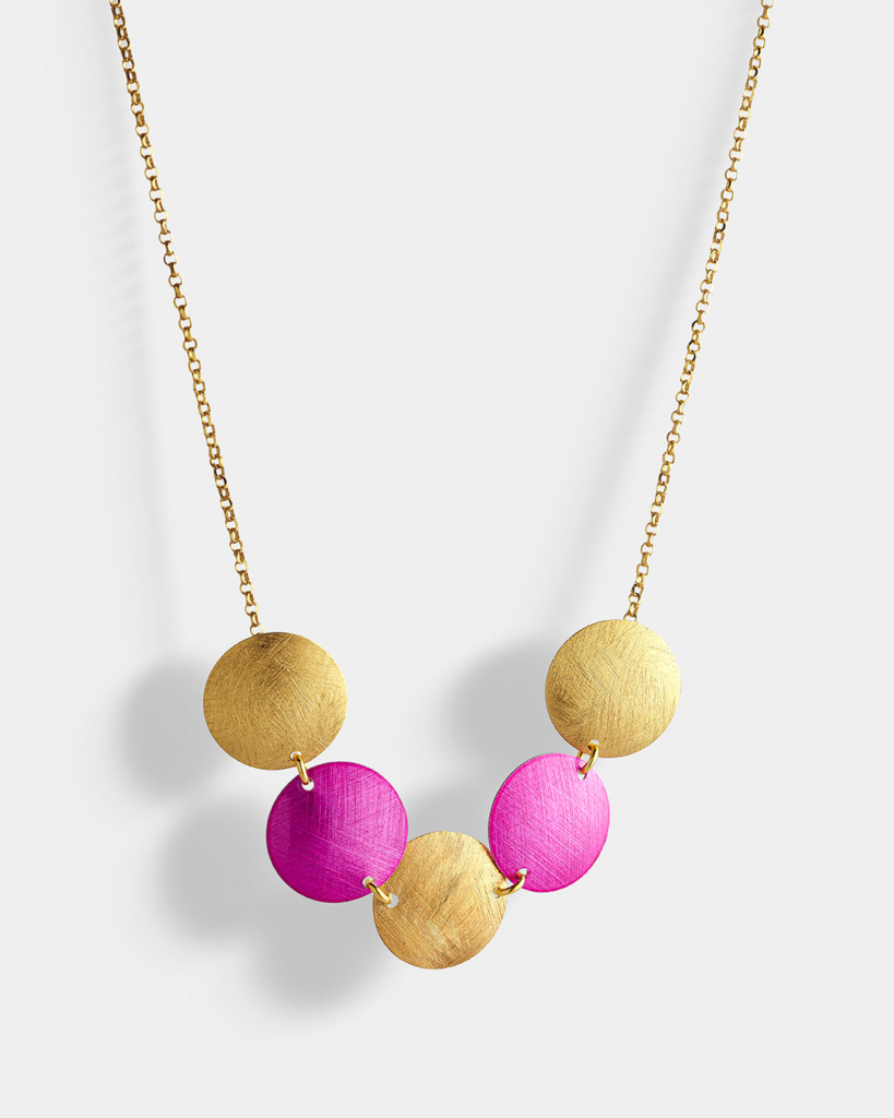 Vogue necklace fuchsia accents in gold-plated Silver 925