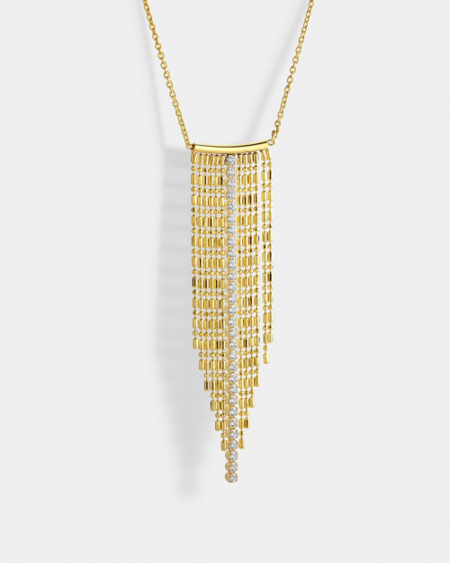 Vogue waterfall necklace with a row of white zircons in gold-plated Silver 925