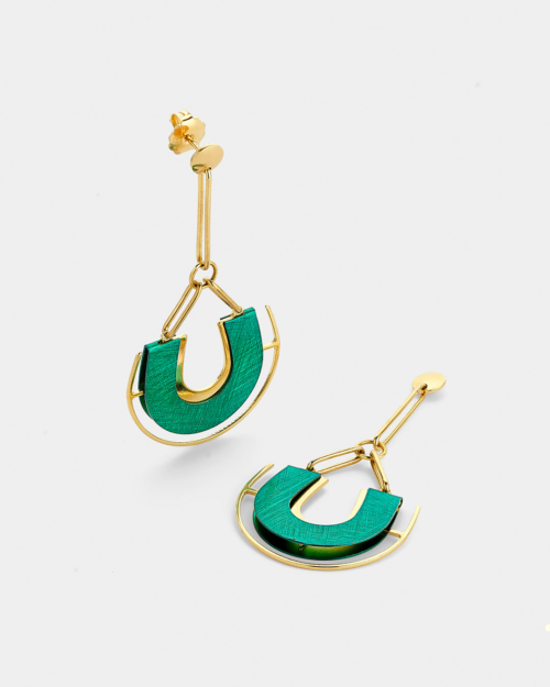 Vogue earrings emerald enamel in gold-plated Silver 925