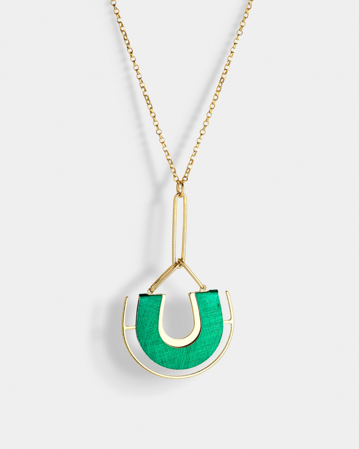 Vogue necklace emerald enamel in gold-plated Silver 925