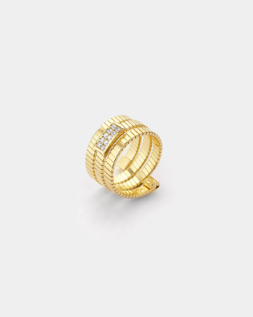 Vogue triple ribbed ring in gold-plated Silver 925