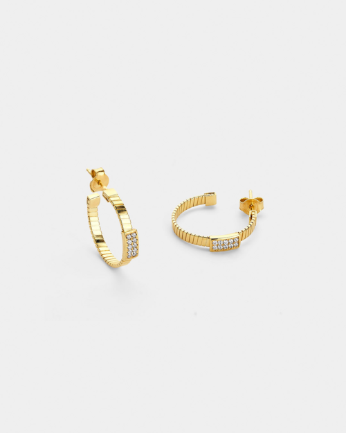 Vogue ribbed hoop earrings in gold-plated Silver 925