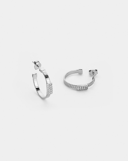 Vogue ribbed hoop earrings in Silver 925