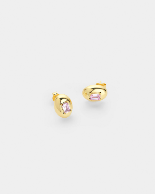 Vogue stud earrings with rose zircon in gold-plated Silver 925