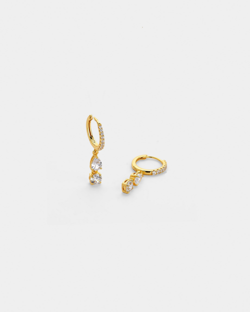 Vogue drop earrings with two zircons in gold-plated Silver 925