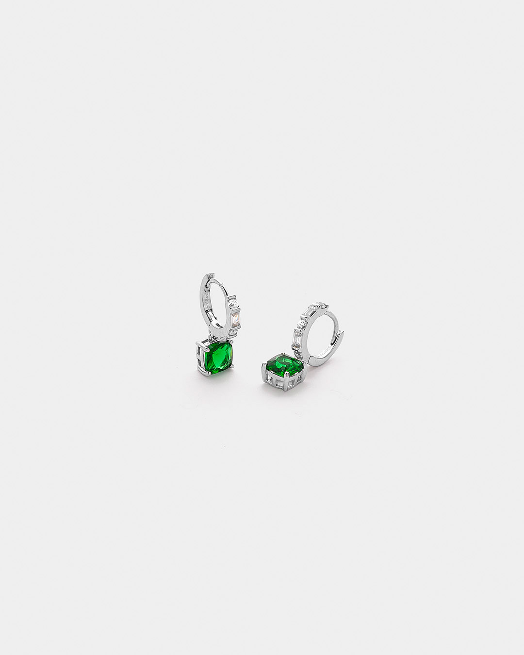 Vogue drop earrings with green zircon in Silver 925