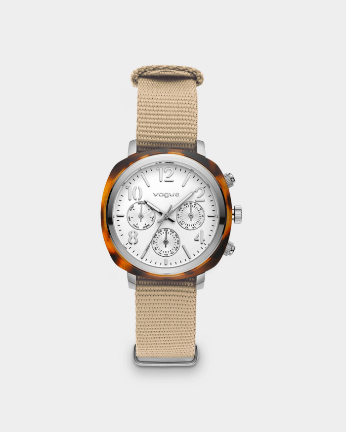 Vogue Colette watch brown acetate and nude nato strap