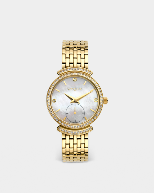 Vogue Saint Tropez watch gold stainless steel bracelet and silver mother of pearl dial