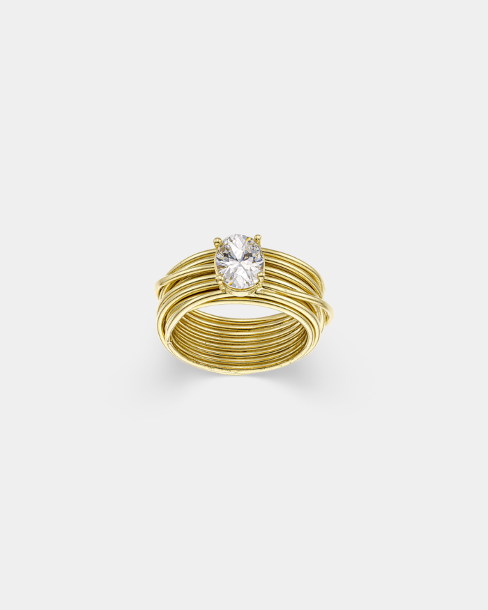 Vogue ring with a white pearl in gold-plated Silver 925