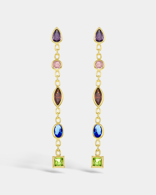 Vogue drop earrings with multicolored zircons in gold-plated Silver 925