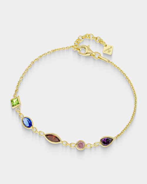 Vogue bracelet with multicolored zircons in gold-plated Silver 925