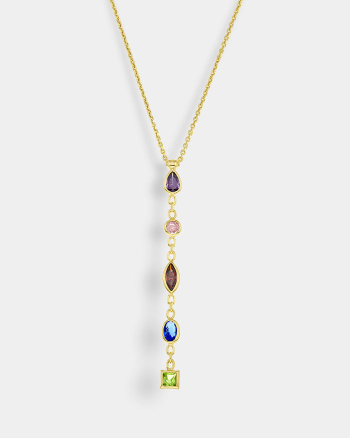Vogue necklace with multicolored zircons in gold-plated Silver 925