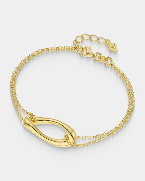 Vogue double bracelet with twisted ring in gold-plated Silver 925