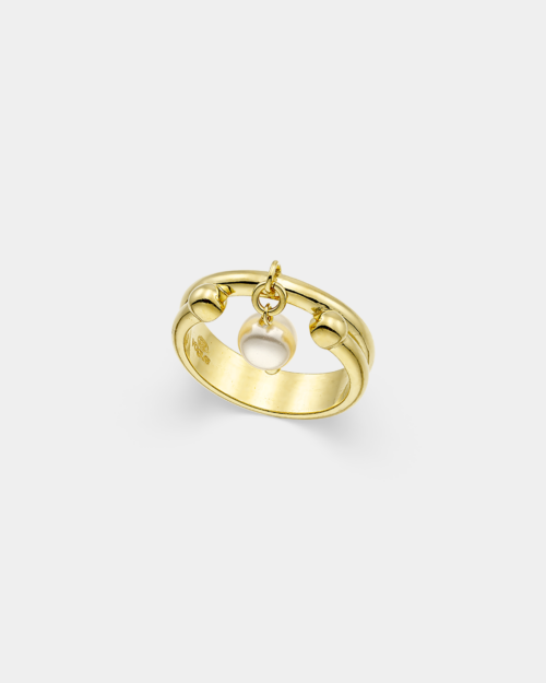 Vogue ring with a central white pearl in gold-plated Silver 925