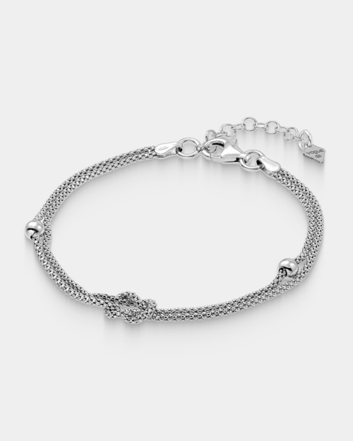 Vogue double chain bracelet with knot in Silver 925