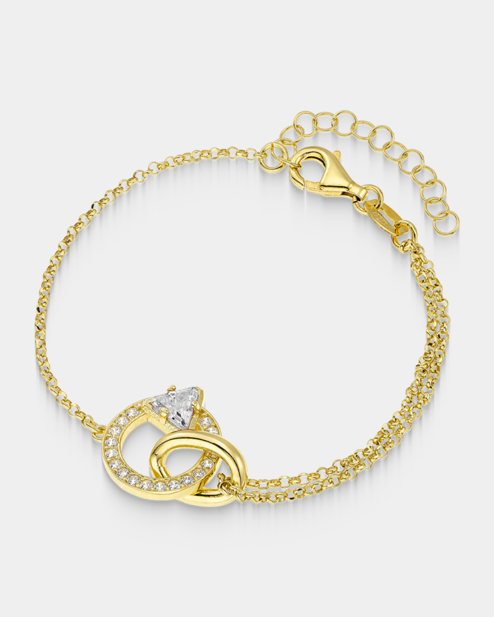 Vogue bracelet with entwined hoops and white zircons in gold-plated Silver 925