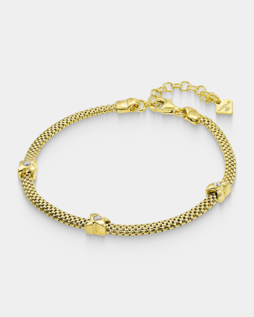 Vogue chain bracelet with decorative elements & zircons in gold-plated Silver 925