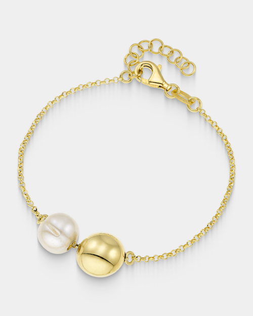 Vogue bracelet with a white pearl and a sphere in gold-plated Silver 925