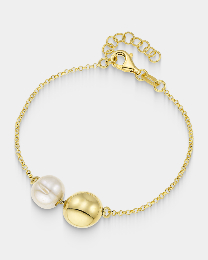 Vogue bracelet with a white pearl and a sphere in gold-plated Silver 925