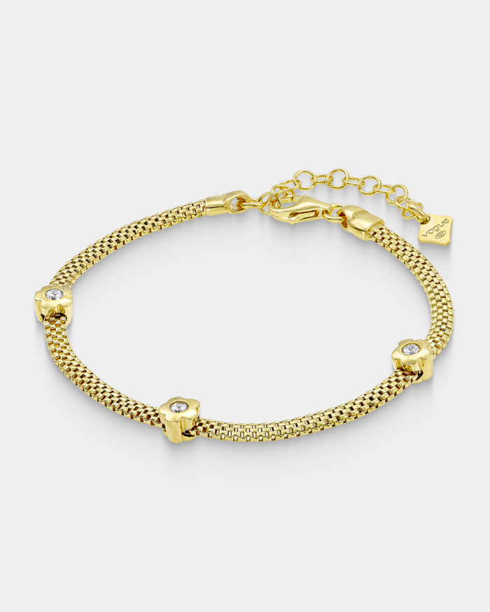 Vogue chain bracelet with decorative elements in gold-plated Silver 925