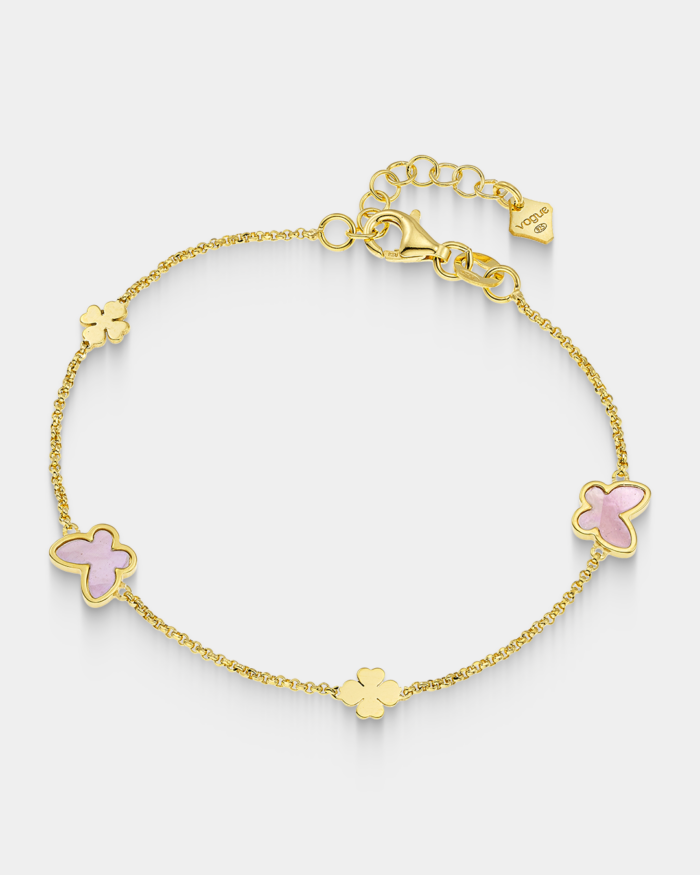 Vogue bracelet with mother-of-pearl butterflies and gold-plated Silver 925