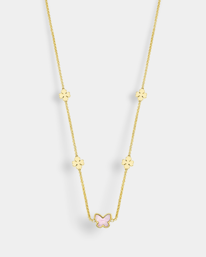 Vogue necklace with butterfly in mother of pearl and gold-plated Silver 925