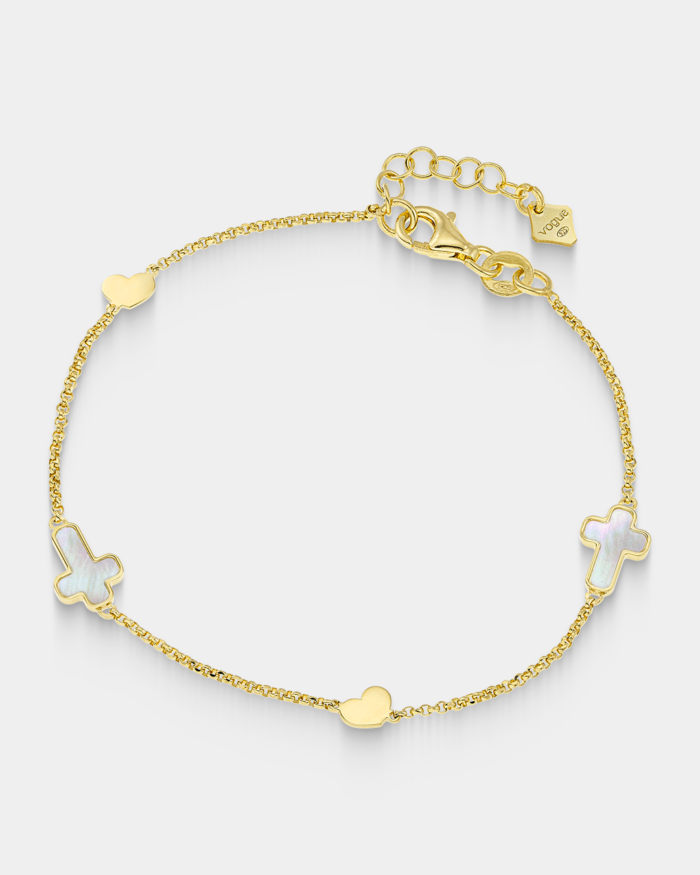 Vogue bracelet with mother-of-pearl crosses and gold-plated Silver 925