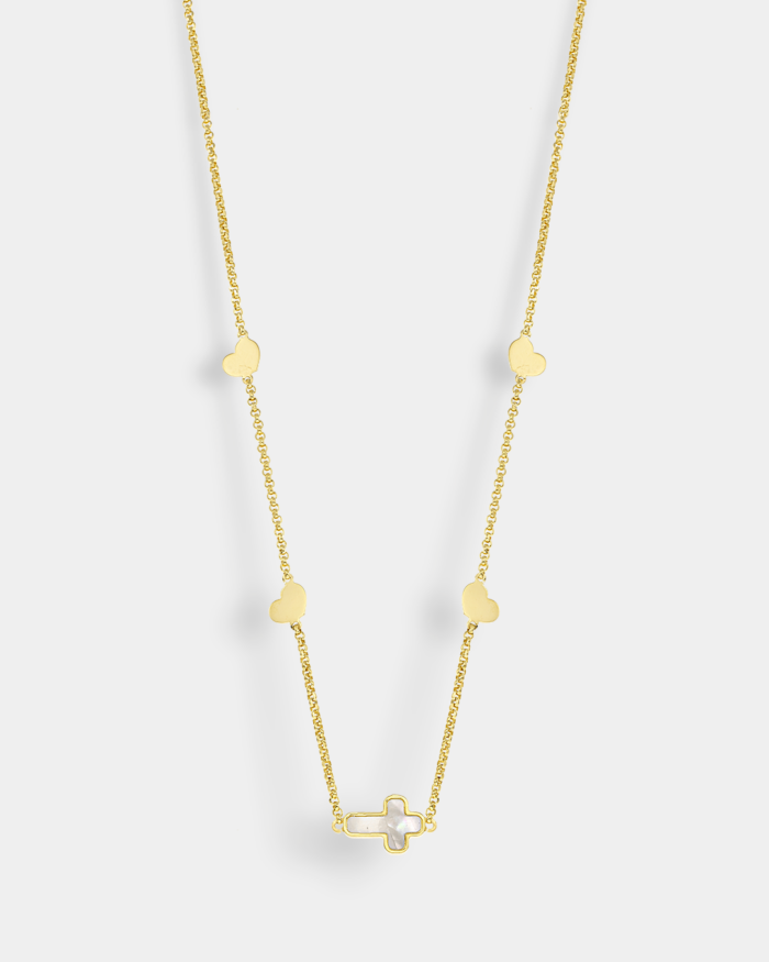 Necklace with cross in mother of pearl and gold-plated Silver 925