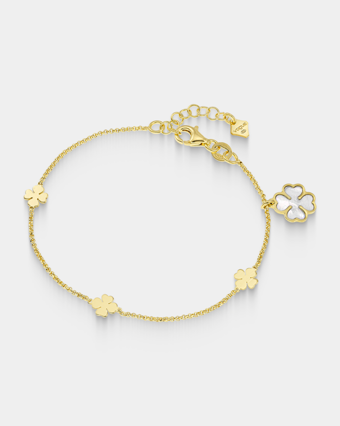 Vogue bracelet with a mother-of-pearl flower and gold-plated Silver 925
