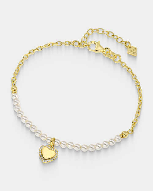 Vogue bracelet with pearls and a heart in gold-plated Silver 925