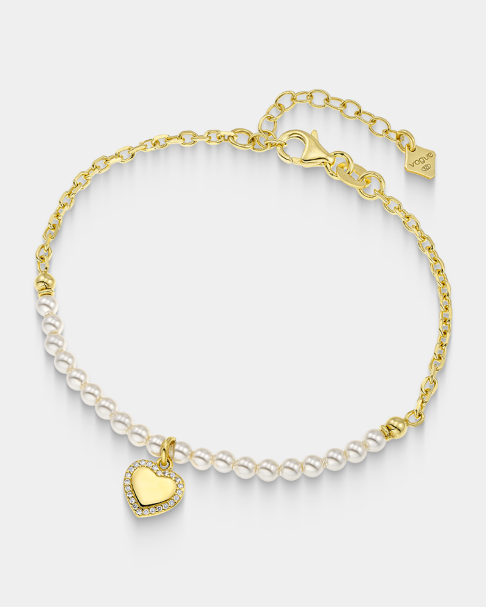 Vogue bracelet with pearls and a heart in gold-plated Silver 925