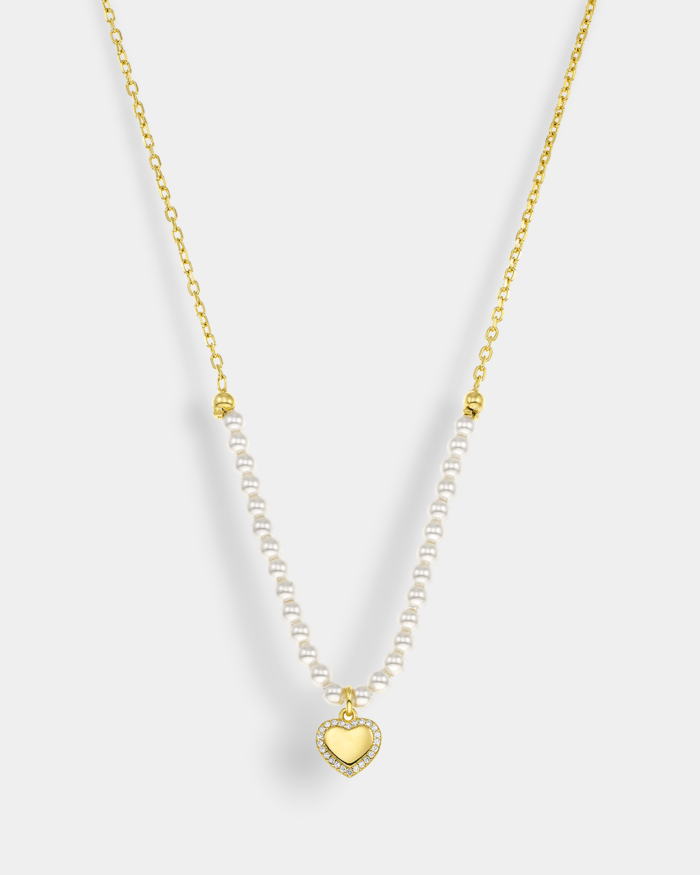 Vogue necklace with pearls and a heart in gold-plated Silver 925