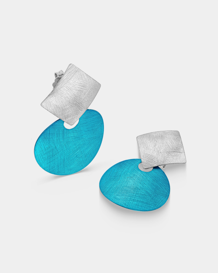 Vogue earrings in matte finishing and turquoise color Silver 925