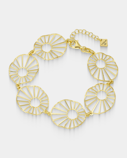 Vogue bracelet with radiating motifs in gold-plated Silver 925