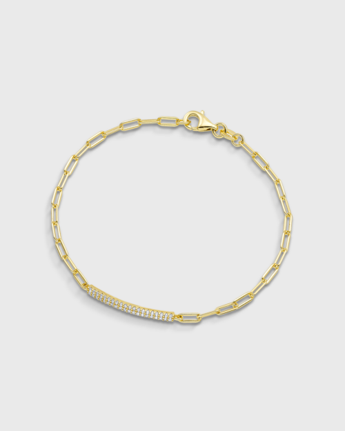 Chain bracelet in gold-plated Silver 925° and zircon bar detail